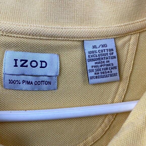 Izod Mens Polo Shirt XL Yellow 100% Pima Cotton Short Sleeve - Picture 3 of 6